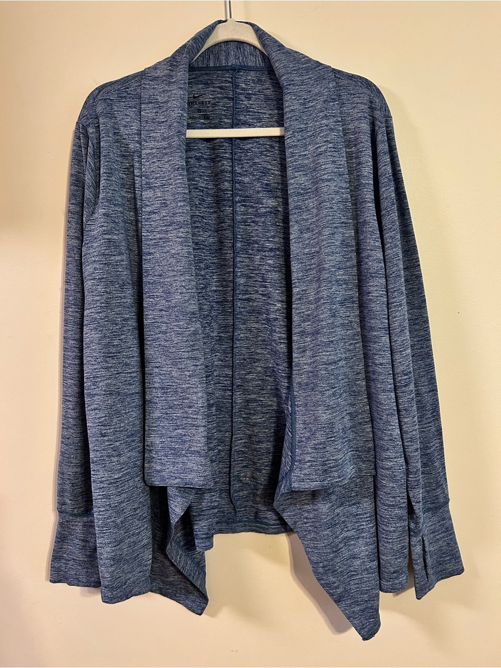 Nike Women’s Plus Open-Front Dri-Fit Cardigan-Blue Heather
